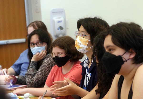 Yunqing/Isaac Han from Claremont McKenna College (wearing white and yellow mask) was one of the Alain Locke Fellows who attended PIKSI-Boston this summer.