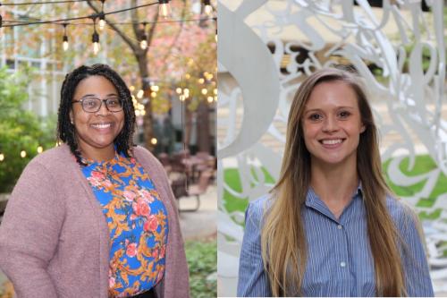 Deidra Jefferson (left) is the wellbeing graduate resident advisor at MacGregor House. Kyla Tucker (right) was the first person to serve in that role, in 2020.