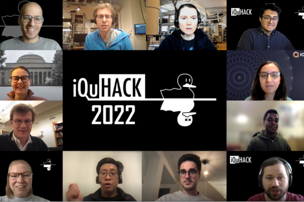 An annual MIT quantum computing hackathon, MIT iQuHACK 2022 was held virtually with 400 participants from 57 countries. Pictured are some of the hackathon’s speakers and organizing committee members. Clockwise from top left: Carlos Errando Herranz, Richard Versluis, Mariia Mykhailova, Shantanu Jha, Sonika Johri, Tumi Aluko, Eric Bersin, Miguel Moreira, Jerry Chow, Maddie Sutula, Mikhail Lukin, and Paola Capellaro.