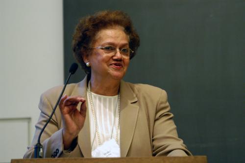 Shirley McBay, speaking at the 15th anniversary celebration of the Public Service Center, now known as the PKG Center.