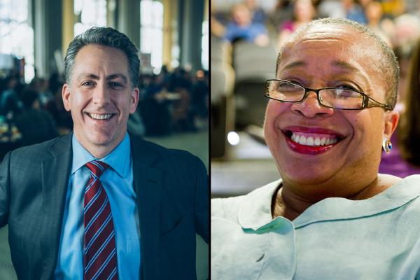Ian Waitz (left), vice chancellor for undergraduate and graduate education, and Blanche Staton, senior associate dean for graduate education in the Office of Graduate Education