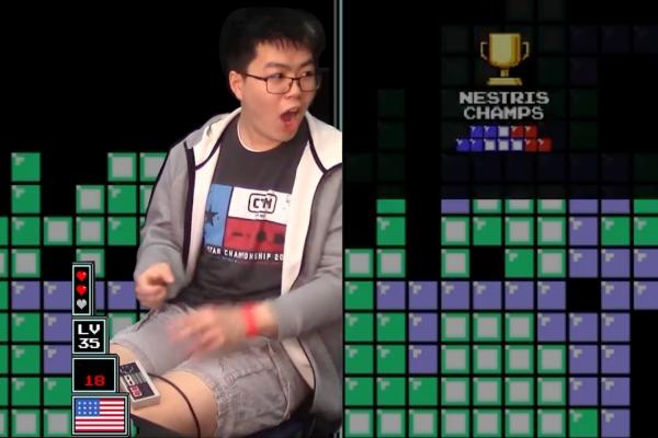 Justin Yu reacts with surprise and delight to his Classic Tetris World Championship (CWTC) win on Oct. 15. 